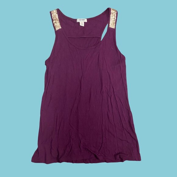 ✨ Old Navy Purple Sequin Strap Tank Top | Size M ✨ - Picture 2 of 7